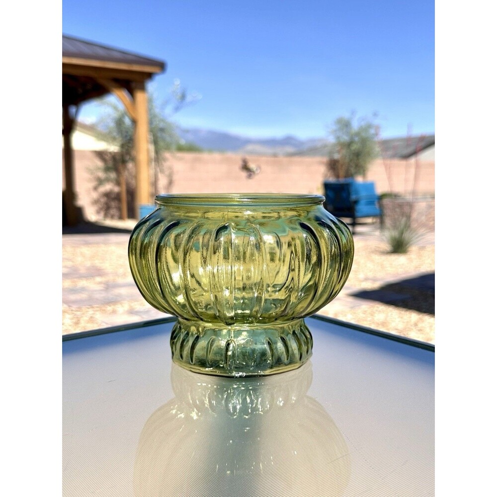 1960's Vintage Inarco Olive Green Glass bowl or planter. Made In USA #5441 MCM